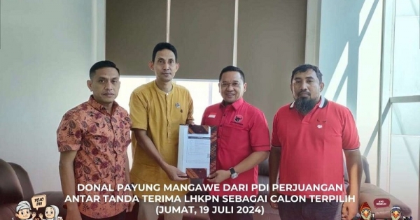 Donald Payung Mangawe Antar Tanda Terima LHKPN sebagai Calon&nbsp;Terpilih